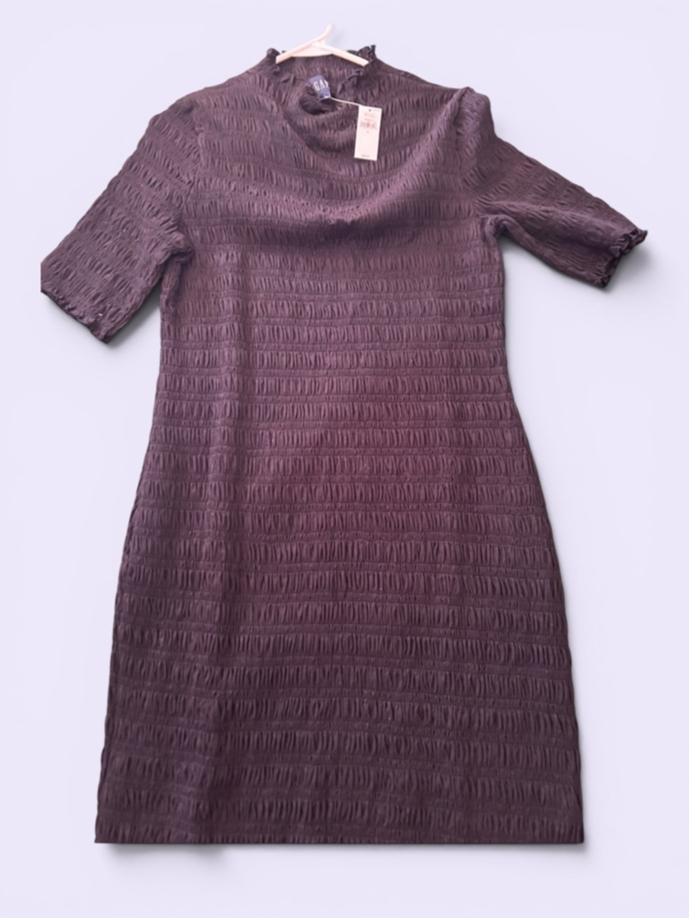 GAP Black Textured Short Sleeve Shift Dress